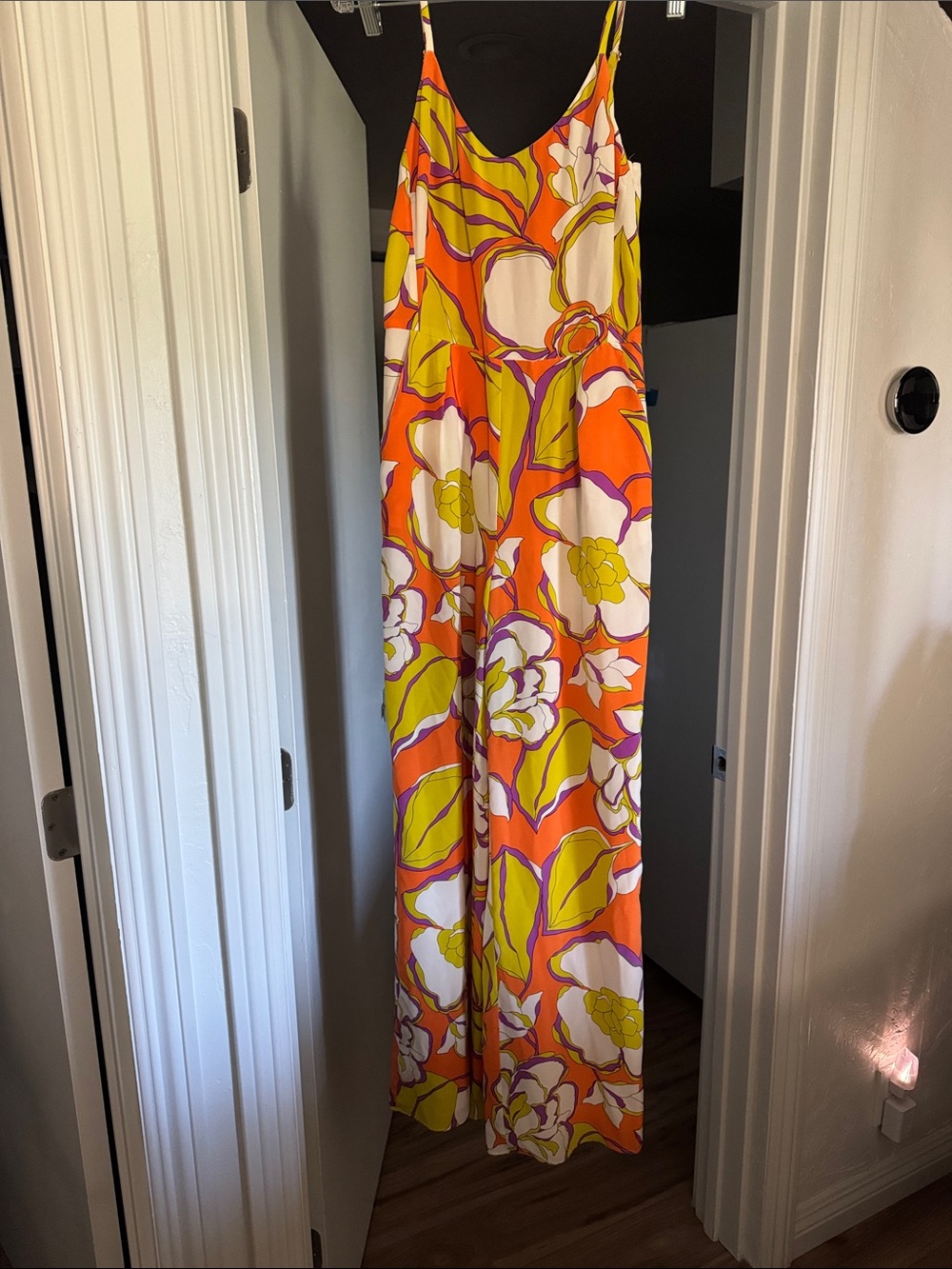 Trina Turk Vibrant Floral Orange Maxi Slip Dress P 13